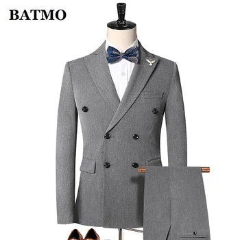 BATMO 2021 naują atvykimo Dvigubo Breasted atsitiktinis tinka vyrams,vestuvinės suknelės,švarkai+kelnės 2000