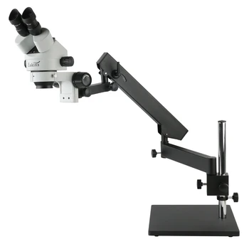 EAKINS 7-45X Išsakant Rankos Ramstis Bazės Stovėti Stereo, Zoom Trinokulinis Mikroskopu 0,5 X/2X Tikslas Objektyvas 144LED Mcroscopio Šviesos