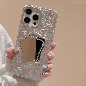 Speciali aliuminio folija Modelio Makiažo Veidrodėliai Telefono dėklas skirtas iPhone 14 ProMax 13 12 Pro Max 11 Atvejais, Stilingų Moterų Mielas Minkštas Viršelis