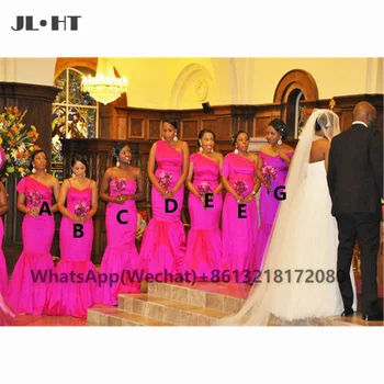 Afrikos 2021 Juoda Merginos Vestuves Bridesmaid Dresses Ilgai, Daugiau Dizaino Ritininės Šilko Satino Bridesmaid Suknelę Moterų