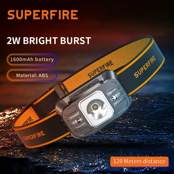 SuperFire HL75-X Mini LED Žibintai 7 Apšvietimo Režimai Tipas-C Įkrovimo Galingas Jutiklis, žibintų Aukščio Lauko Žibintų