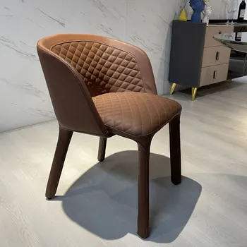 Kėdės valgomojo kėdės namuose, laisvalaikio kavos kėdė odos plieno rėmas italijos paprastos konstrukcijos modelis kambarį 