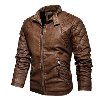 Vyriški rudenį ir žiemą, odiniai drabužiai, plonas montavimo motociklo PU odinė striukė, prabangus ir šiltas retro odinė striukė