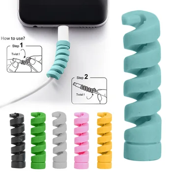 Spiralinis Kabelis Protector for Apple iPhone USB Įkrovimo Kabelis Viela Raštas Žavinga Apsauginė Įvorė už Telefono Laido Dropshipping