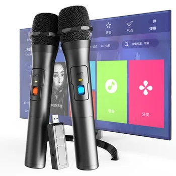 1 Pora VHF Bevielio Mikrofono Sistema Rinkinių, USB Imtuvas, Delninis Karaoke Mikrofonas Namuose Šalis Smart TV Garsiakalbis Dainavimo Mic