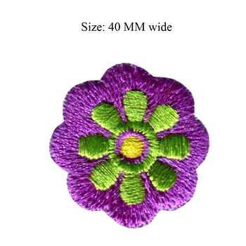 40MM pločio Violetinė gėlių siuvinėjimas, aplikacijos/raudona žalia/biker priedai