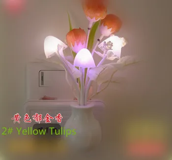 pažangios Automatinio valdymo naktinė lempa indukcijos Sienos grybų, augalų rožės tulpės spalvinga lotus fllowers nightlamps110v 220v