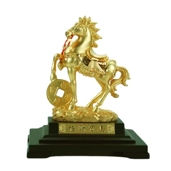 Arklių Ornamentu Artware Papuošalai Office Pasisekė, Golden Horse Darbastalio Apdaila Iš Karto Turtinga Apdaila Laimėti Trumpąją Sėkmės