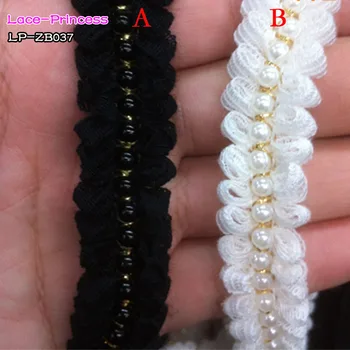 2 metrų 1,8 CM baltos spalvos black pearl gręžti drabužių priedai apykaklės gėlių 