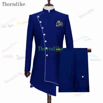 Thorndike Užsakymą Royal Blue Slim Fit Vestuvių Kostiumas Kostiumas Vyrams Jaunikis Kostiumai Tuxedos 2 Vnt Groomsmen Šalies Kostiumai, Vestuvių Smokingas