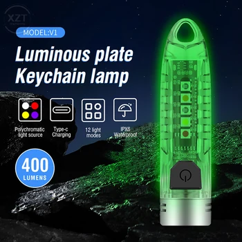 Mini V1 Keychain Žibintuvėlis USB Greito Įkrovimo Raudonos, Mėlynos,geltonos Ir Raudonos Šviesos Stiprus Magnetinis Įspėjamieji Žibintai LED Žibintuvėlis