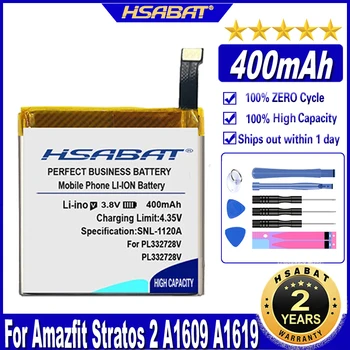 HSABAT PL332728V 332728 400mAh Akumuliatorius Huami Amazfit Stratos 2 A1609 A1619 smart watch Baterijos