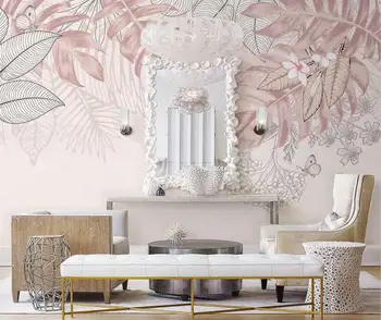 beibehang užsakymą Rožinė tropinių augalų kraštovaizdžio tapetai kambarį, TV foną, 3D tapetų freskos namų tobulinimas
