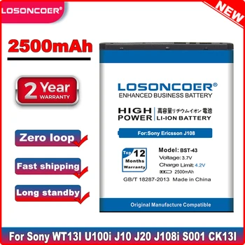 LOSONCOER 2500mAh BST-43 / BST 43 Baterija Sony Ericsson J108/J10/J20/S001/U100 kt Mobilieji Telefonai