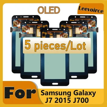 5 vnt./daug OLED Samsung J700 Reguliuoti LCD Ekranas Jutiklinis Ekranas skaitmeninis keitiklis Samsung Galaxy J7 2015 J700F J700M J700T J700 Lcd