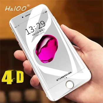H&lOO 9H 4D Visą Grūdintas Stiklas iPhone 7 7 plius 4.7 colių 5.5 inch Screen Protector, iPhone 7 6 plus Premium Grūdinto stiklo Plėvelės