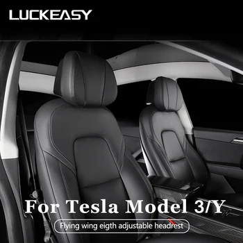 LUCKEASY Už Tesla Model 3 Y 2022-2023 Galvos, Kaklo Poilsio Paramos automobilinę kėdutę Reguliuojamas Pagalvės Pakeitimo Pagalvėlės Automobilių Reikmenys