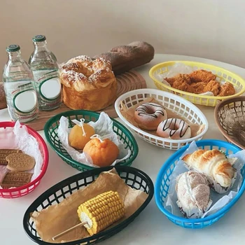 Vaisių, Daržovių Plastikinės Sandėliavimo Krepšelį Vintage Tuščiaviduriai Bulvytės Hot Dog Iškylą Dėklas Užkandžių, Duonos, Virtuvė, Sandėliavimo Nutekėjimo Plokštė