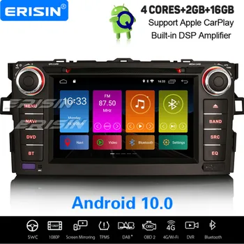Erisin 3017 Android 10.0 Automobilio Stereo Carplay DSP DAB+ Navi Wi-fi, 4G, USB, CD, DVB-T2 PSSS OBD2 DVR SWC TOYOTA Corolla Altis Auris