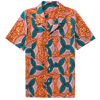 Rudenį Naujų Trumpas Rankovės Atsitiktinis Žmogus Marškinėliai Camisa Masculina Shamrock Afrikos Vaškas Spausdinti Išgrynintas Medvilnės Vyrų Paplūdimio Havajų Marškinėliai