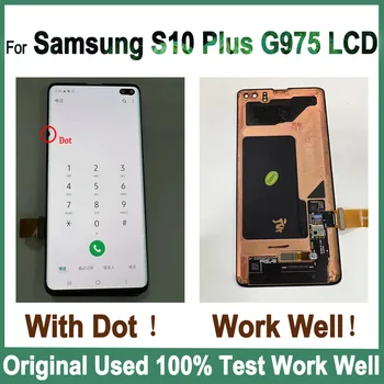 Originalus Defektas LCD Samsung Galaxy S10 Plius LCD Ekranas S10+ G975 G975F G975U G975W Ekranas Jutiklinis Ekranas skaitmeninis keitiklis Su Tašku