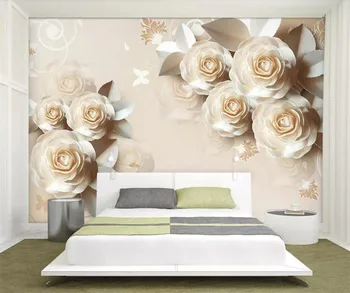 beibehang tapetų sienos, 3 d Individualų popieriaus iškirpti rožės romantiška 3D reljefo, TV foną, sienos popieriaus tėtis peint behang