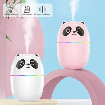 Oro Drėkintuvas Mielas Panda Aromato Aliejus Difuzoriaus Nakties Šviesos USB Mokamas šalto Rūko Purkštuvu Augalai Valytuvas Humificador