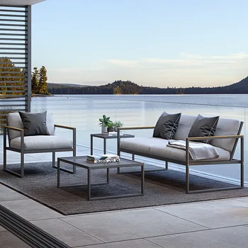 Lauko laisvalaikio rotango sofa, kiemas, balkonas, vienas rotango kėdės arbatos stalo, saulės vandeniui garden villa sofa