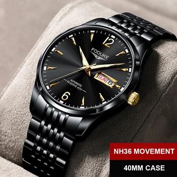 Verslo Automatinis laikrodis Vyrams 40mm Mechaninė Laikrodžius Prabanga NH36 Judėjimo 50m atsparumas Vandeniui Šviesos Klasikiniai Laikrodžiai Nauji FODUKE