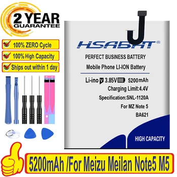 HSABAT 100% Naujas Top Brand 5200mAh Baterija Meizu Meilan Note5 M5 5 Pastaba BA621