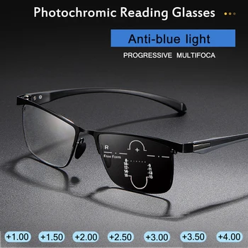 Šalia-toli dvejopos paskirties Multi-dėmesio Photochromic Rading Akinius Vyrai Palaipsniui TR90 Anti-Blue Ray Verslo Akinių viso kadro