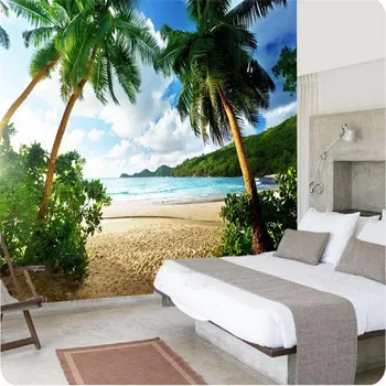 beibehang foto tapetai Aukštos kokybės 3d tapetų Jūros palm beach island Kelionės sofa-lova, TV foną miegamajame didelės sienos freskos