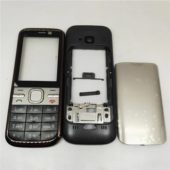 Naujas Pilnas Korpusas Case Cover For Nokia C5-00 Baterijos Dangtelio Būsto atveju Su anglų Klaviatūra+Logo