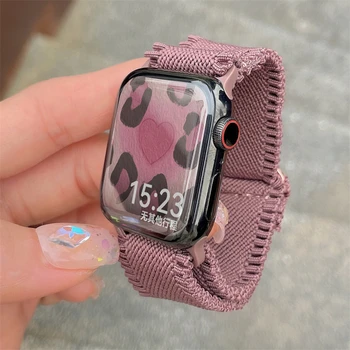 Korėjos Nailono Elastingumą Diržu, Apple Watch Band 49mm 41mm 45mm 40 44mm 38 42 iwatch Serija 8 7 SE 6 5 4 3 Correa Watchband