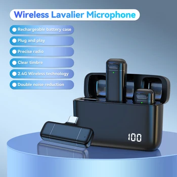 LUXCEO M6 Bevielio Mikrofono Gyvai Įrašyti Garso ir Vaizdo Triukšmo Mažinimo Lavalier Microphone Nešiojamų Juoda 