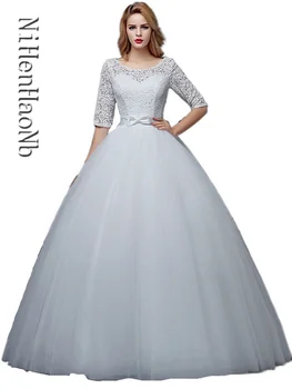 2023 Nauja Nuotaka Korėjos Nėrinių Pusė Rankovės Didmeninės Vestuvių Suknelė Princesė Samtelis Kaklo Vestidos De Novia