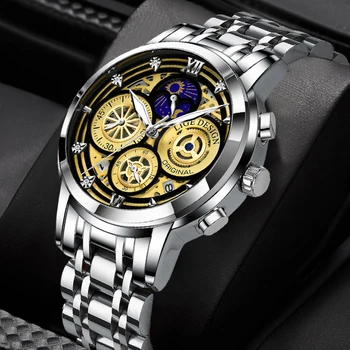 Laikrodžiai Mens LIGE Top Brand Prabanga Atsitiktinis Visų Plieno, Kvarcas vyriški Žiūrėti Verslo Laikrodis Vyrų Sporto Vandeniui Data Chronograph