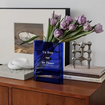 Akrilas Skaidri Gėlės Butelis Mėlynosios Knygos Skaidrus Šiuolaikinės Apdailos Namų Stalo Gėlių Vaza Hydroponic Kambarys Augalų Vazos
