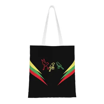 Daugkartinio Naudojimo Ajaxs Bob Marley Pirkinių Krepšys Moterų Pečių Canvas Tote Maišą, Plaunamas Trys Maži Paukščiai, Bakalėjos Shopper Bags