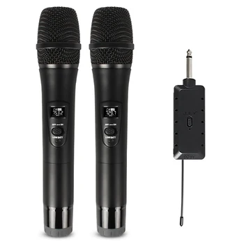 E7 E8 Bevielis Mikrofonas 2 Kanalų UHF Profesionalių rankinių Mic Micphone Micro Telefono Karaoke Susitikimo 50 M Dainuoti Dainą KTV