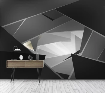 wellyu Užsakymą freskos modernus minimalistinio juodos ir baltos grotelės geometrinis kambarį fone miegamasis foną