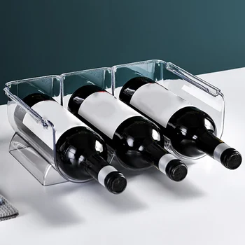 Vyno Organizatorius Didina Plastiko Skaidrus Vanduo Padengia Butelio Laikiklį Stovo Namų Ekranas 2 Buteliai Skaidraus