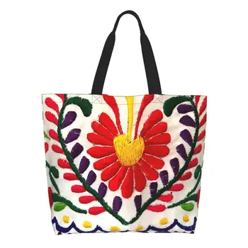Meksikos Gėlės Bakalėja, Pirkinių Krepšiai Individualizuotos Atspausdinta Drobė Shopper Nešti Pečių Maišą Didelės Talpos Portable Rankinė