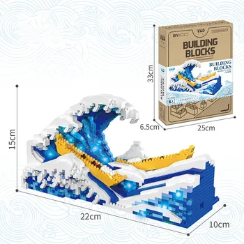 Micro Blokų, Žinomų Paveikslų, Žvaigždėtą Naktį, Didžiosios Bangos off Kanagawa Surinkti Deimantų Kūrimo Bloką Žaislas, skirtas Gimtadienio Dovana