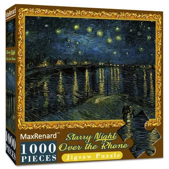 MaxRenard Dėlionė 1000 Vienetų Dailės Van Gogh Žvaigždėtą Naktį Per Ronos Ekologiškas Popierius Kalėdų