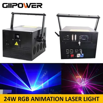 Lazerio 24W RGB Animacija Lazerio Šviesa FB4 ILDA Etape Parodyti Sistemos 24watt Kelių Spalvų Lazerio Analoginis Tekstas Projektoriaus Ekranas