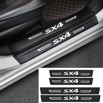 Anglies Pluošto Automobilių Ribą Anti Kick Lipdukai Stilius už Suzuki SX4 Logotipas Auto Durų Slenksčio Apdailos Lipdukai Nusitrinti Nulio Juostos Juostos