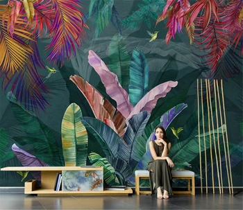 beibehang Užsakymą augalai bananų lapų papel de parede 3d tapetai, freskos kambarį dekoro TV foną, palmės lapų, sienų danga