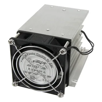 FHSH01F-110 110*100*80 mm 60A trijų fazių (solid state relay SSR aliuminio šilumos kriaukle radiatorius su 220VAC ventiliatorius ir apsauginis dangtelis