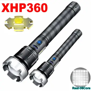 10000000LM XHP360-36core Ryškiausių LED Žibintuvėlis usb Įkrovimo Galingas Taktinis Žibintų 18650 Blykstė Kempingas 1000W